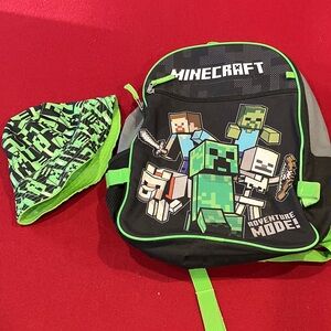 Minecraft Kids Backpack and Hat Set - Green and Black
